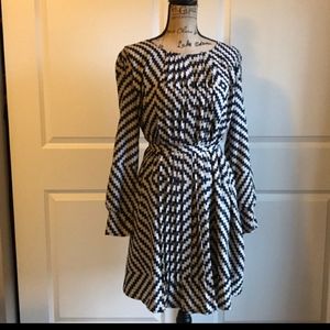 Navy and Cream Belted Dress XL